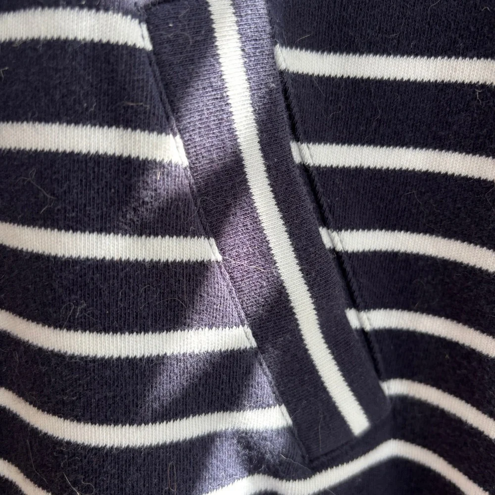 J. Crew Navy Blue Striped Hoodie with 3/4 sleeves size small